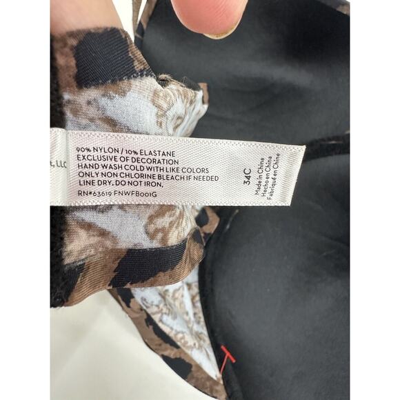 Nine West Womens Bra Brown Animal Print Padded Size 34C - Picture 8 of 11